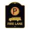 Signmission Fire Lane W/ No Parking & Graphic, Black & Gold Aluminum Sign, 18" x 24", BG-1824-24017 A-DES-BG-1824-24017 - alternate 1